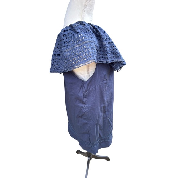 Abercrombie & Fitch Navy Lace Eyelet Ruffle One Shoulder Mini Dress - Large - Picture 4 of 9